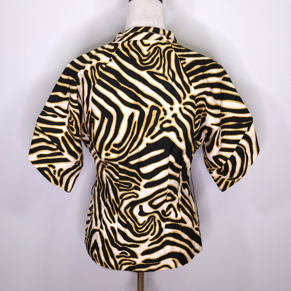 Metro Style Jacket Womens 6 Animal Print Linen Cotton Blend Snaps Lined Vintage - Picture 2 of 14